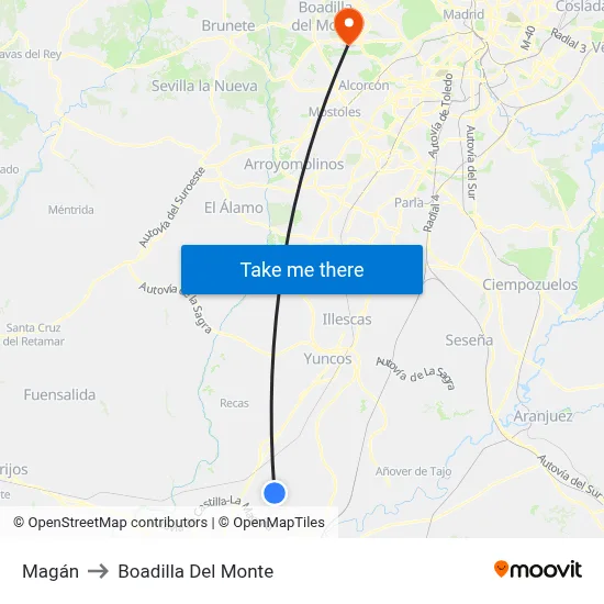 Magán to Boadilla Del Monte map