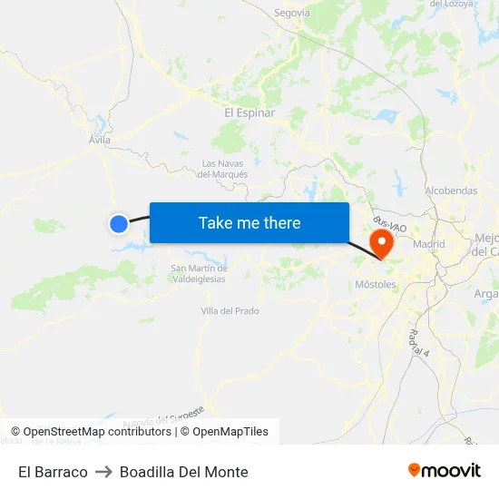 El Barraco to Boadilla Del Monte map