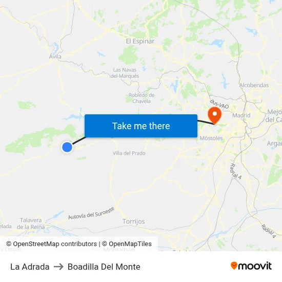 La Adrada to Boadilla Del Monte map