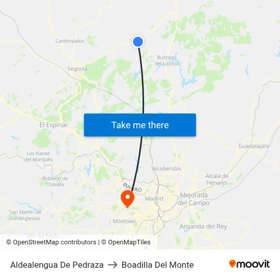 Aldealengua De Pedraza to Boadilla Del Monte map