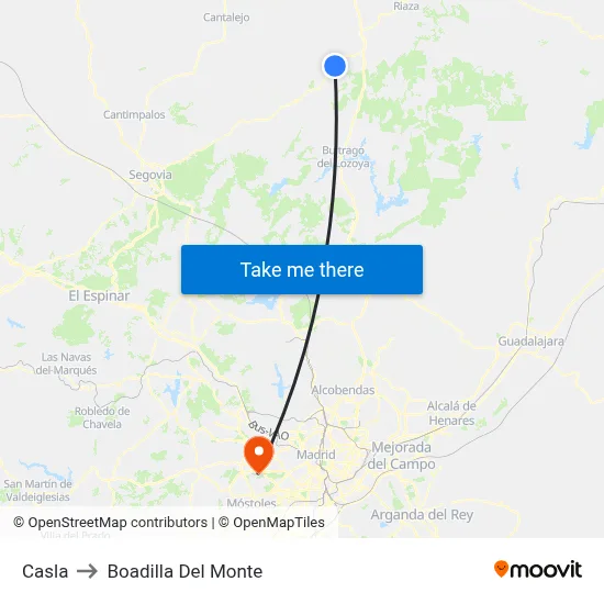 Casla to Boadilla Del Monte map