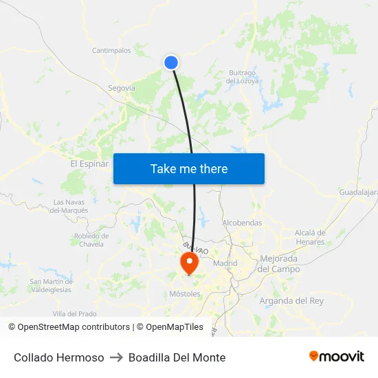 Collado Hermoso to Boadilla Del Monte map