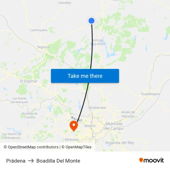 Prádena to Boadilla Del Monte map