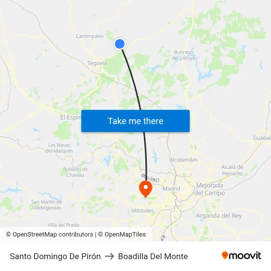 Santo Domingo De Pirón to Boadilla Del Monte map