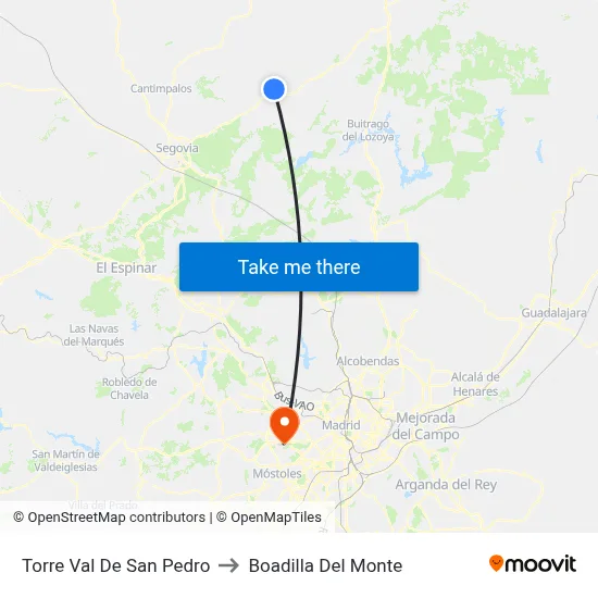 Torre Val De San Pedro to Boadilla Del Monte map