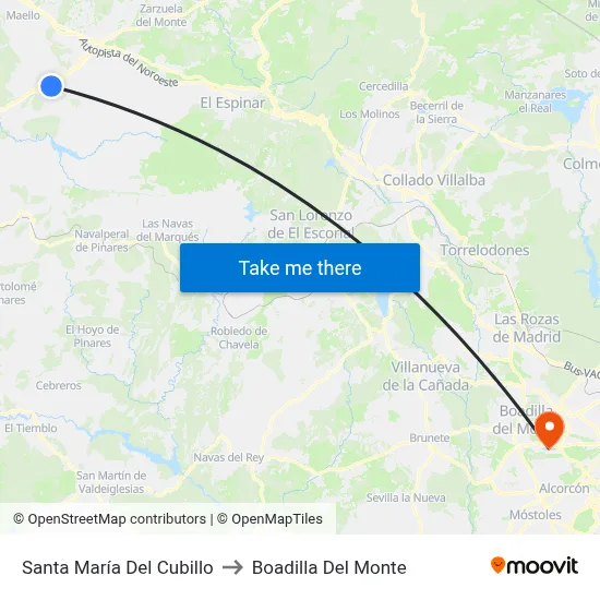 Santa María Del Cubillo to Boadilla Del Monte map