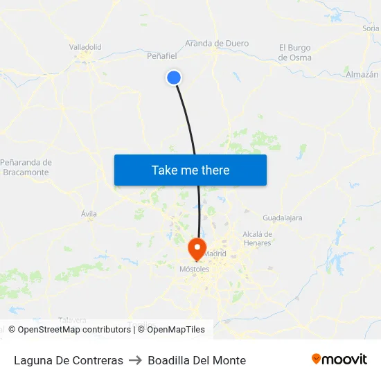 Laguna De Contreras to Boadilla Del Monte map