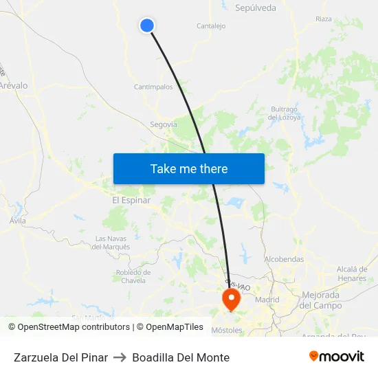 Zarzuela Del Pinar to Boadilla Del Monte map
