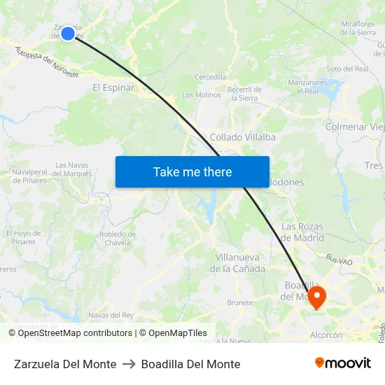 Zarzuela Del Monte to Boadilla Del Monte map