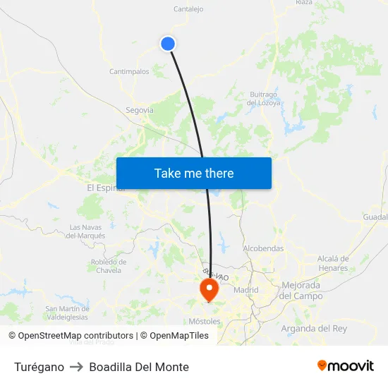 Turégano to Boadilla Del Monte map