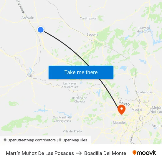 Martín Muñoz De Las Posadas to Boadilla Del Monte map
