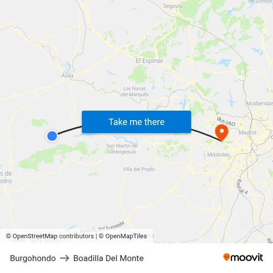 Burgohondo to Boadilla Del Monte map
