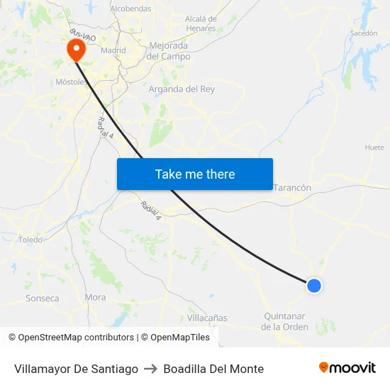 Villamayor De Santiago to Boadilla Del Monte map