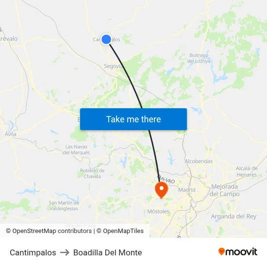 Cantimpalos to Boadilla Del Monte map