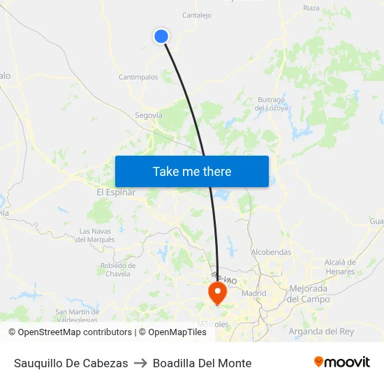 Sauquillo De Cabezas to Boadilla Del Monte map