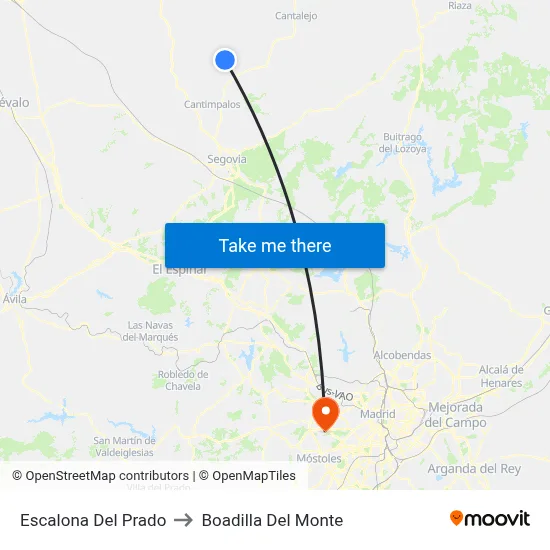 Escalona Del Prado to Boadilla Del Monte map