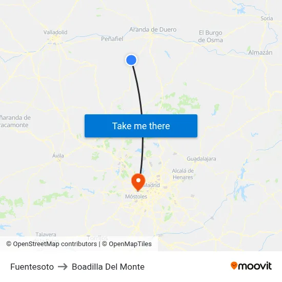 Fuentesoto to Boadilla Del Monte map