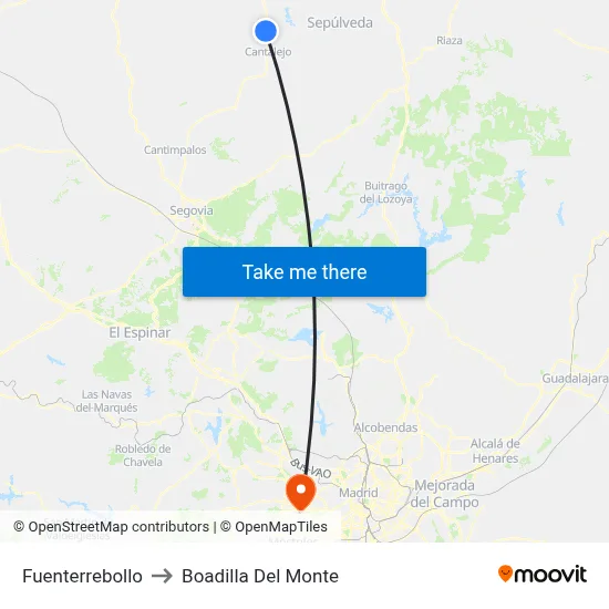Fuenterrebollo to Boadilla Del Monte map