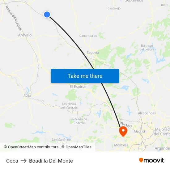 Coca to Boadilla Del Monte map