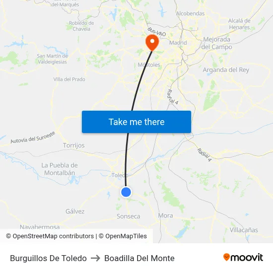 Burguillos De Toledo to Boadilla Del Monte map