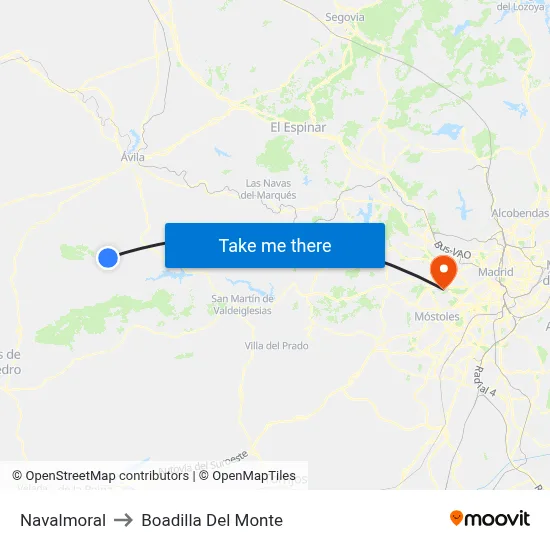Navalmoral to Boadilla Del Monte map
