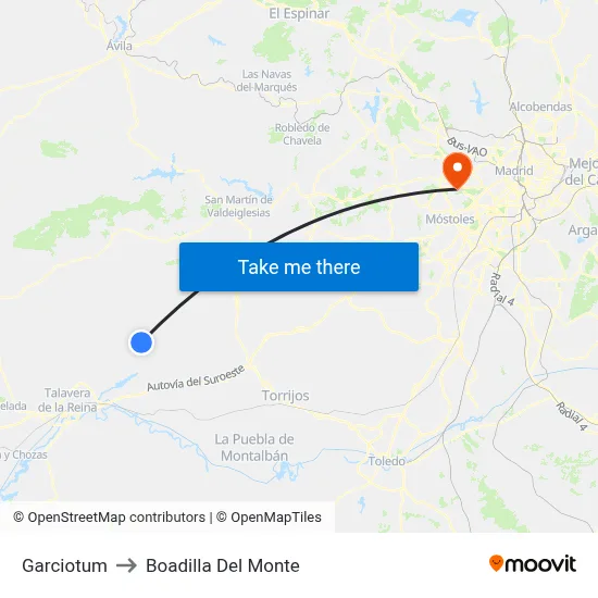 Garciotum to Boadilla Del Monte map
