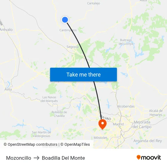 Mozoncillo to Boadilla Del Monte map