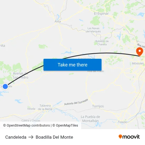 Candeleda to Boadilla Del Monte map
