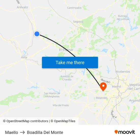 Maello to Boadilla Del Monte map