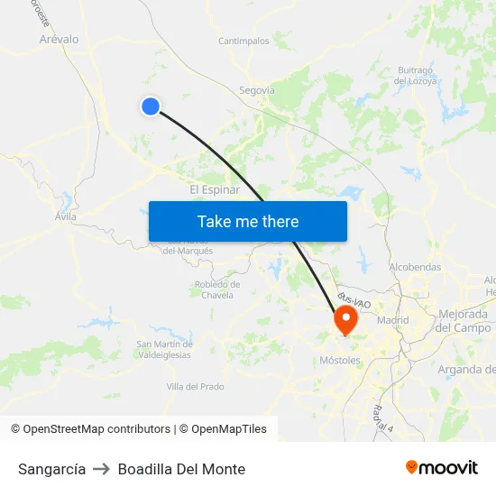 Sangarcía to Boadilla Del Monte map