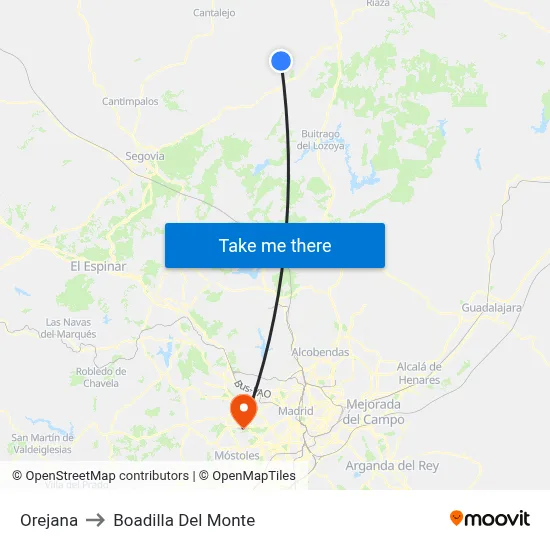 Orejana to Boadilla Del Monte map