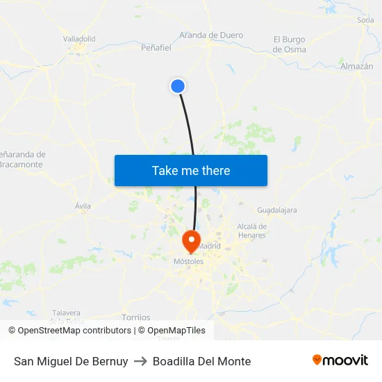 San Miguel De Bernuy to Boadilla Del Monte map