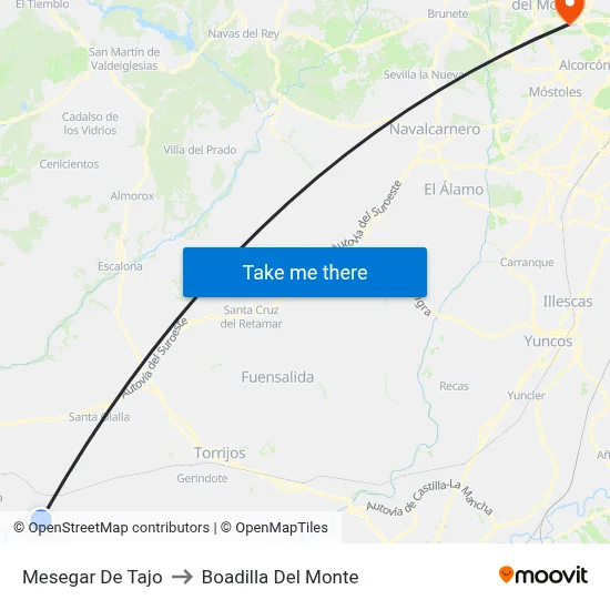 Mesegar De Tajo to Boadilla Del Monte map