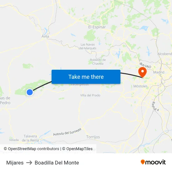 Mijares to Boadilla Del Monte map