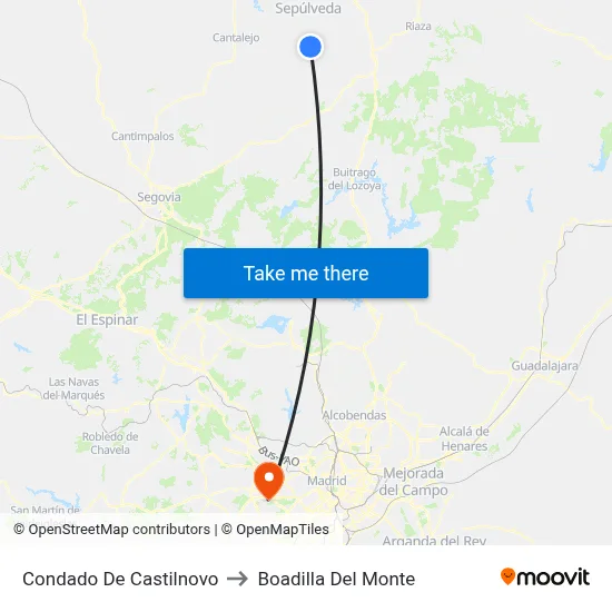 Condado De Castilnovo to Boadilla Del Monte map