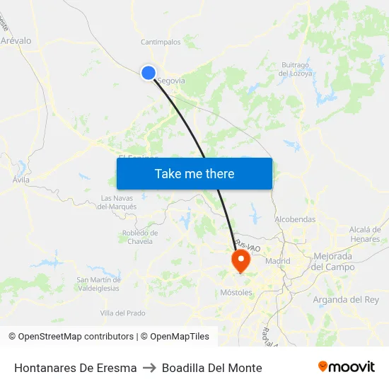 Hontanares De Eresma to Boadilla Del Monte map