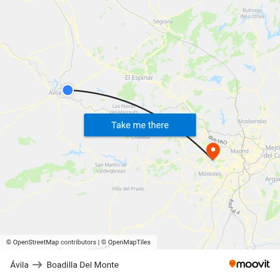Ávila to Boadilla Del Monte map