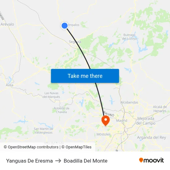 Yanguas De Eresma to Boadilla Del Monte map