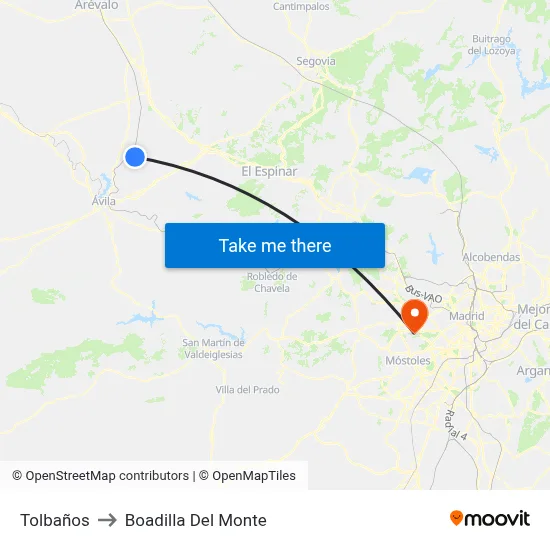 Tolbaños to Boadilla Del Monte map