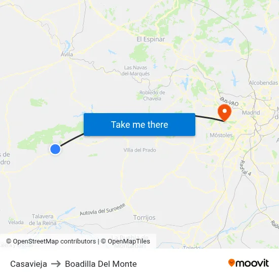 Casavieja to Boadilla Del Monte map