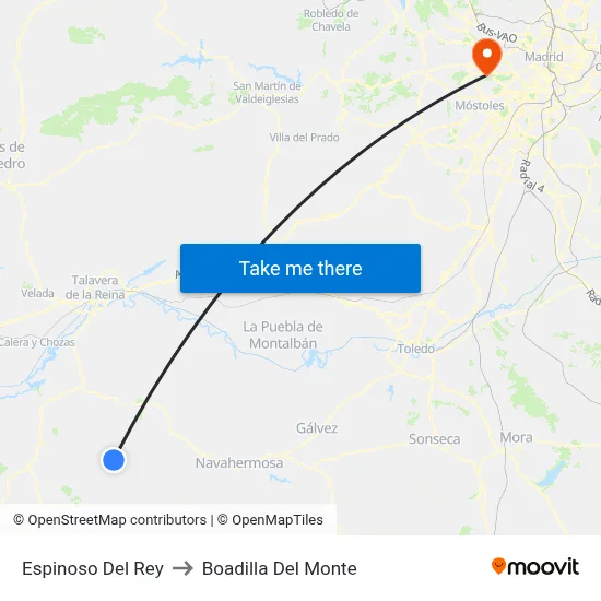 Espinoso Del Rey to Boadilla Del Monte map