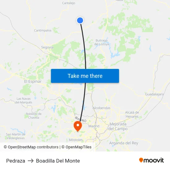 Pedraza to Boadilla Del Monte map