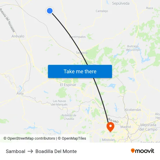 Samboal to Boadilla Del Monte map