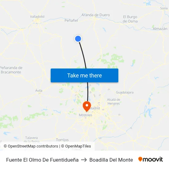 Fuente El Olmo De Fuentidueña to Boadilla Del Monte map
