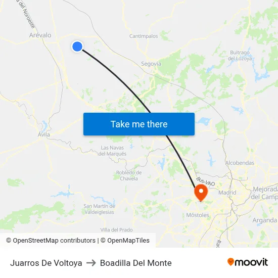 Juarros De Voltoya to Boadilla Del Monte map