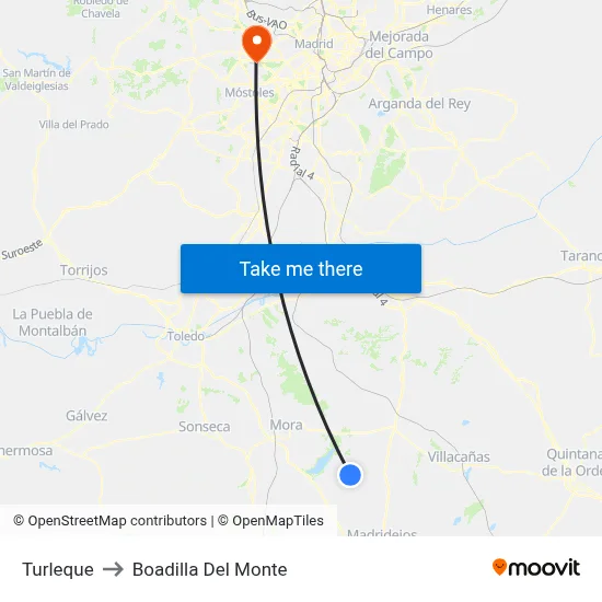 Turleque to Boadilla Del Monte map