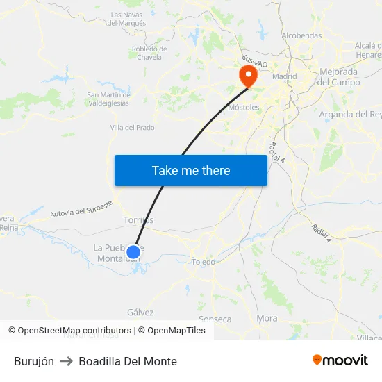 Burujón to Boadilla Del Monte map
