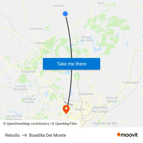Rebollo to Boadilla Del Monte map