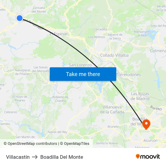 Villacastín to Boadilla Del Monte map
