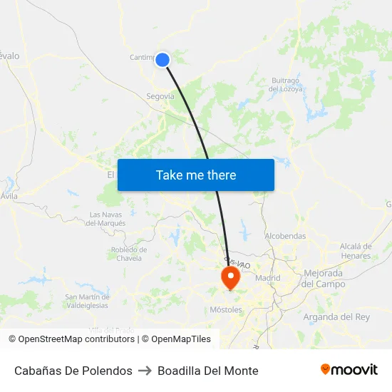 Cabañas De Polendos to Boadilla Del Monte map